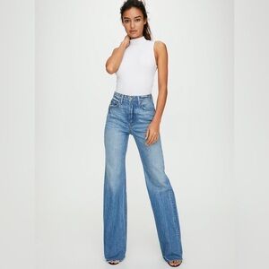 GRLFRND High-Rise Wide Leg Jeans in Light Blue Wash